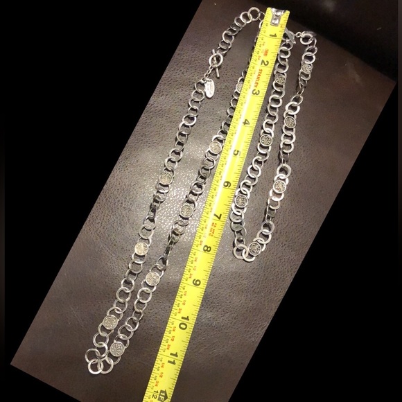 Two LOIS HILL Sterling Silver Round Link Granulated Station Toggle Necklaces - Picture 11 of 14